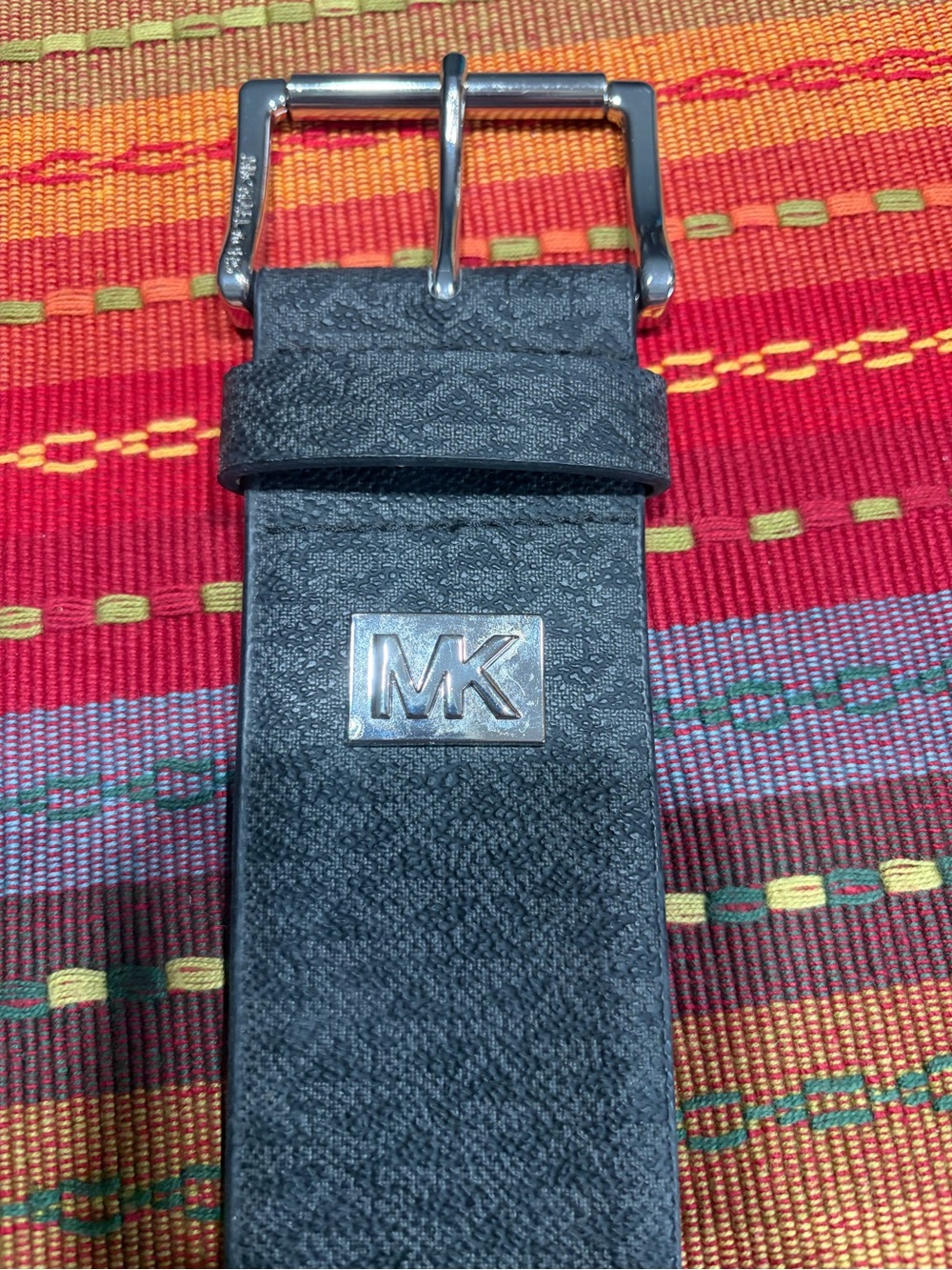 Michael Kors Black Leather woman’s Belt with Silver MK Plaque